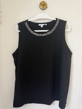 Chico's Black Sleeveless Top with Jeweled Collar